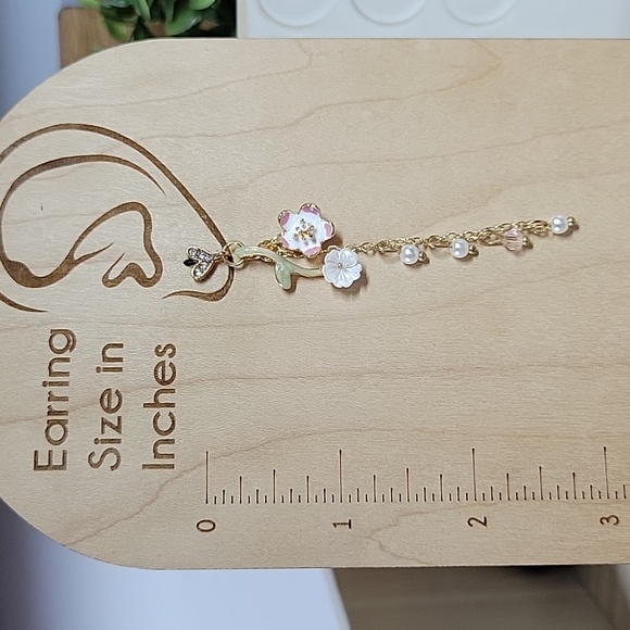 🔥LAST PAIR🔥 Spring Blossom Chain Drop Earrings, S925 - Picture 3 of 10